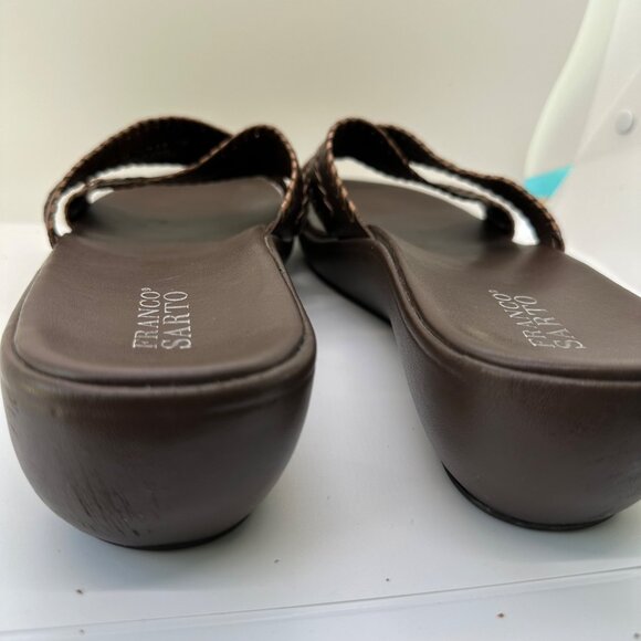Franco Sarto Brown Leather Braided Strap Womens Slide Sandals Size 10 - Picture 4 of 5